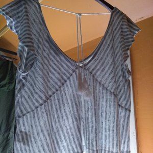 Stripe Linen Rayon Crop Top